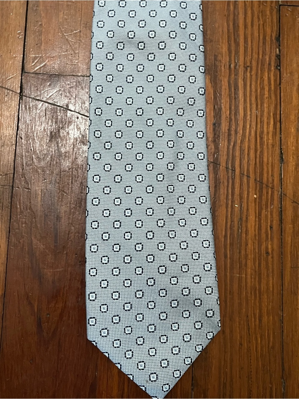 Jos. A. Bank Executive Collection Light Gray and Black Geometric Square Tie